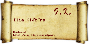 Ilia Klára névjegykártya