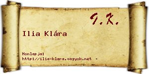 Ilia Klára névjegykártya